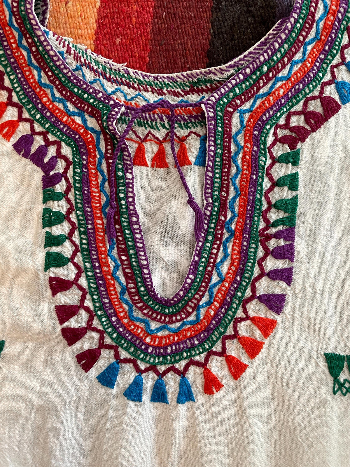 70s Embroidered Cotton Tunic Top: Vintage Boho Hippie Blouse, Size 4/6
