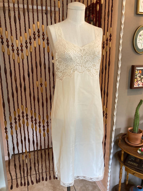 1950s Lace Bodice Slip Dress - Romantic Pinup Lingerie, Size 10