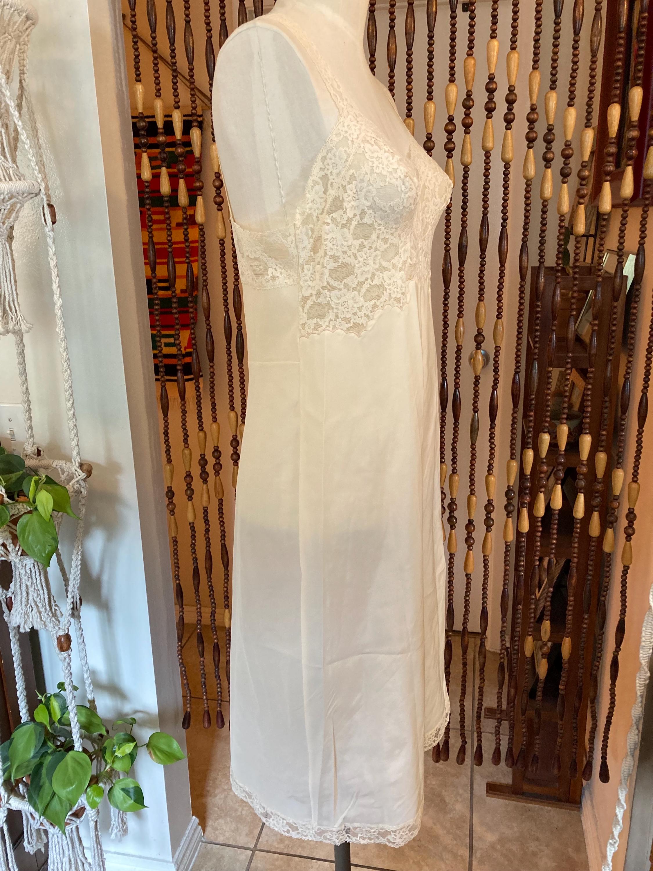 1950s Lace Bodice Slip Dress - Romantic Pinup Lingerie, Size 10