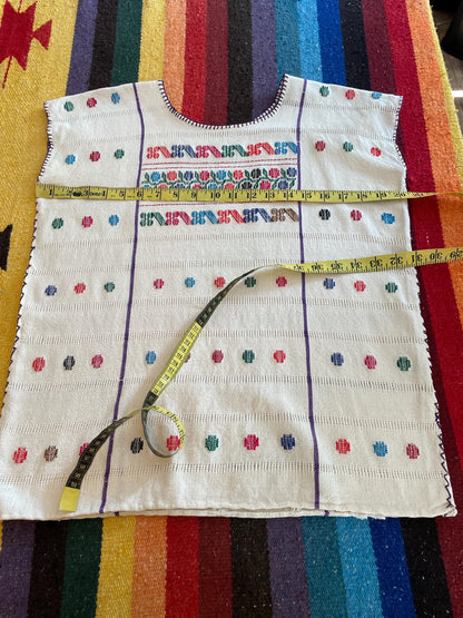 70s Mexican Embroidered Cotton Blouse: Vintage Boho Tunic Top Size 2/4