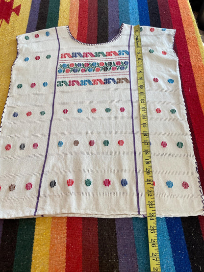 70s Mexican Embroidered Cotton Blouse: Vintage Boho Tunic Top Size 2/4