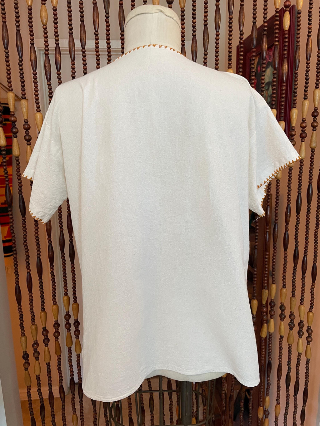 70s Embroidered Cotton Peasant Blouse: Boho Hippie Tunic, Size 8-10