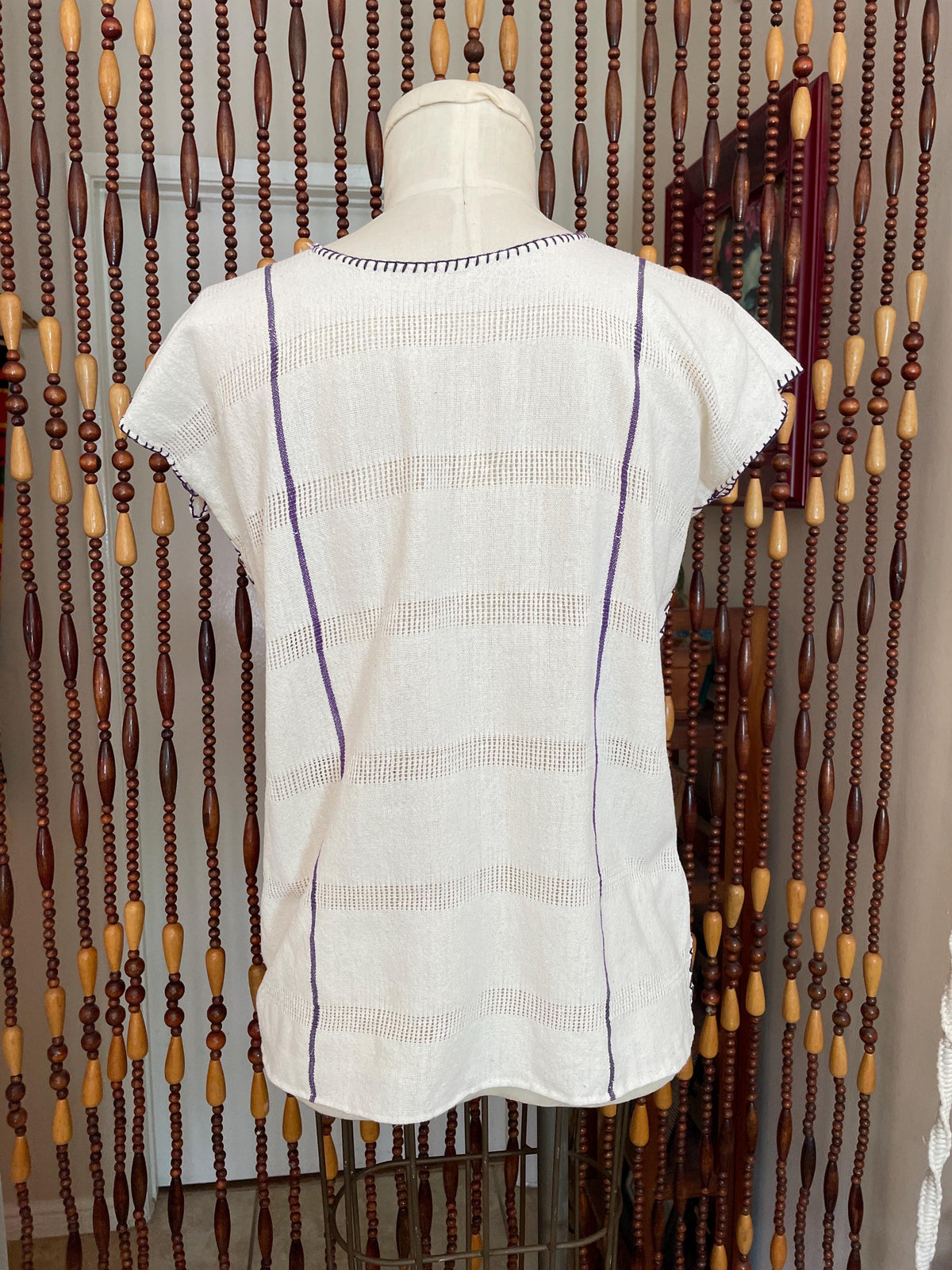 70s Mexican Embroidered Cotton Blouse: Vintage Boho Tunic Top Size 2/4